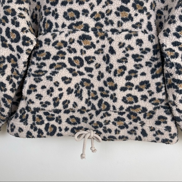 American Eagle Outfitters Animal Print Leopard Sherpa Fleece Hoodie Sweatshirt - Picture 5 of 10